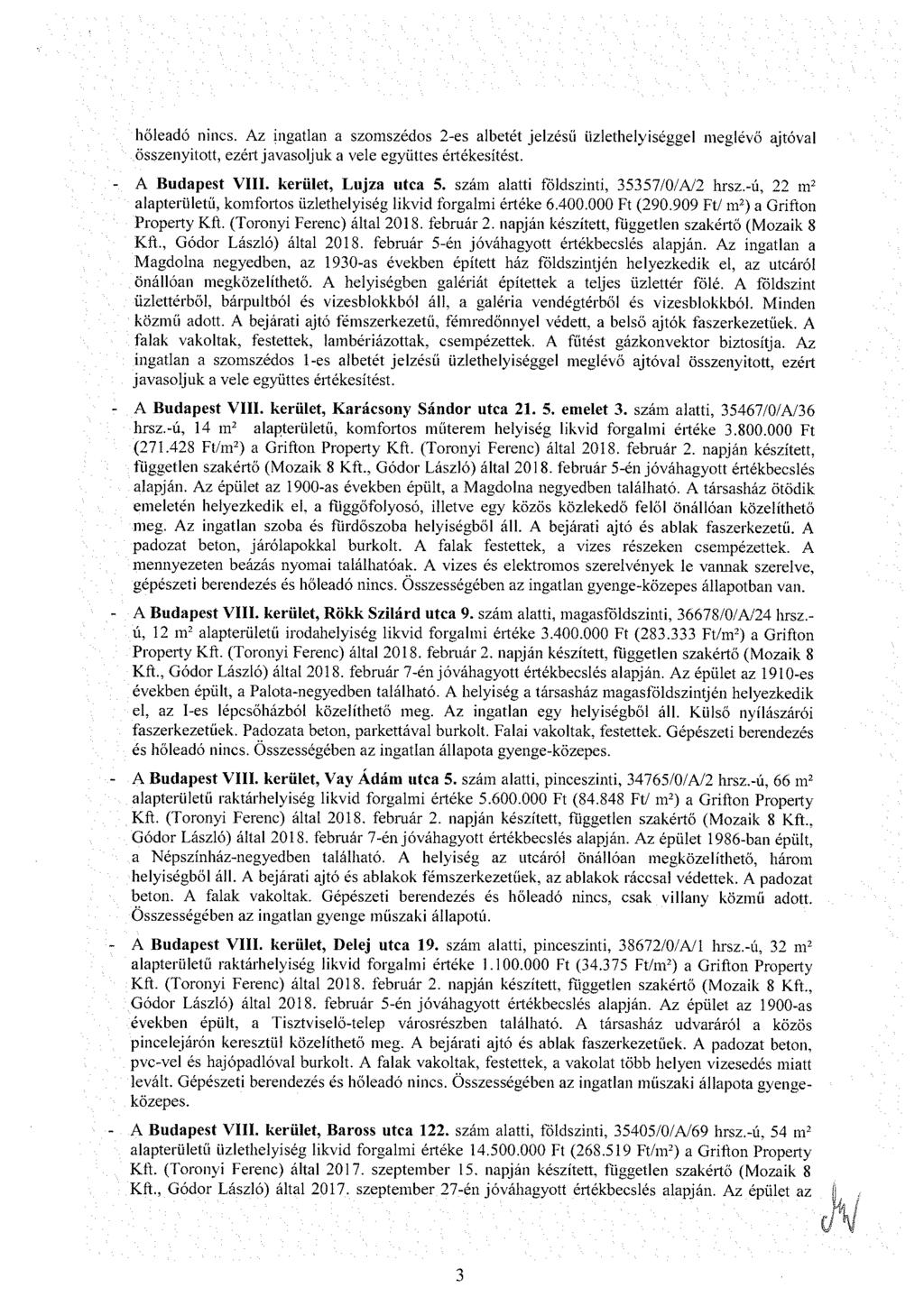 hőleadó nincs. Az ingatlan a szomszédos 2-es albetét jelzésű üzlethelyiséggel meglévő ajtóval összenyitott, ezért javasoljuk a vele együttes értékesítést. A Budapest VIII. kerület, Lujza utca 5.