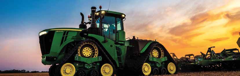 JOHN DEERE 9RX GUMIHEVEDERES JÁRÓSZERKEZETŰ TÖRZSCSUKLÓS TRAKTOROK A John Deere 9RX, 4 gumihevederes járószerkezetű sorozattal kibővült 9R / 9RT traktorcsalád, így a John Deere a legszélesebb