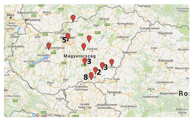 84 HALLGATÓI TANULMÁNY számottevő (több város csak egyszer fordult elő összesen egy félév alkalmával).