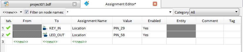 Az Assignment Editor használata Töltsük ki a táblázat Assignment Name és Value celláit az alábbiak szerint, majd mentsük el a hozzárendeléseket a foppy ikonra