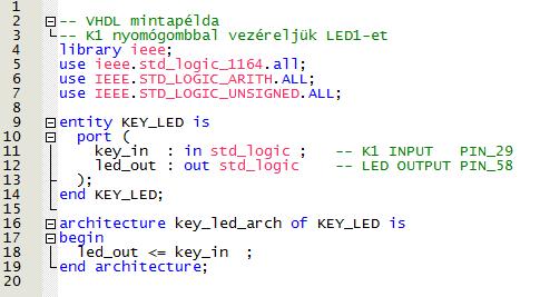 Áramkörtervezés VHDL nyelven A project03 projekt létrehozása efigy VHDL hardverleíró állományt hoztunk létre.