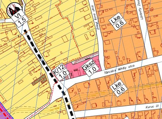 4.2.1 A módosítással érintett területek tételes bemutatása 1. jelű terület: Táncsics utca 1875 hrsz.