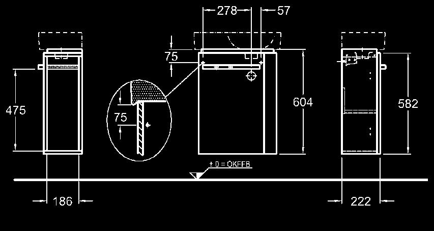 22,2 cm 276150, 276250 mosdókkal kombinálható