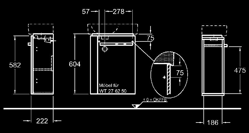 60,4 x 22,2 cm 276350 kézmosóval kombinálható 