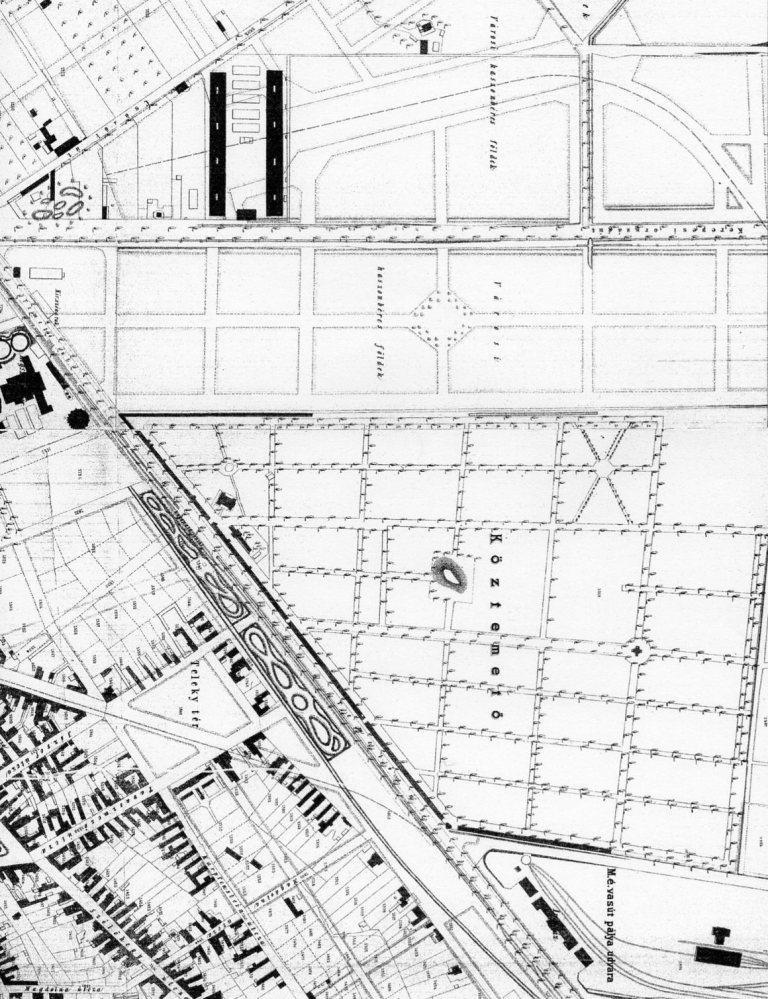 Pest város 1852. évi térképének a részlete.