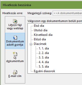 Akciógombok Elérése: Beszúrás Hivatkozások Célja: Egy alakzatra/képre/szövegdobozta hivatkozás készítése, amely valamilyen műveletet hajt végre kattintás esetén.