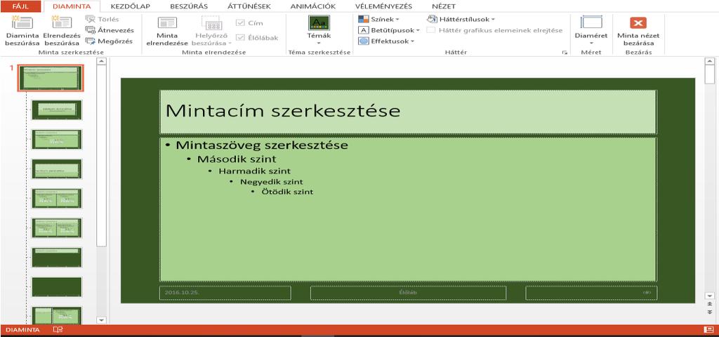 A diaminta nézet főbb részei: Szülő elrendezés Amit itt beállítunk, az minden alatta lévő elrendezésben megjelenik (=automatikus).