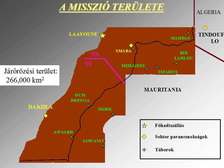 A MINURSO működési területét két körzetre (szektor) osztották fel, az Északi Szektor központja Smara városában, míg a Déli Szektor központja, az Atlanti-Óceán partján fekvő Dakhlában található.