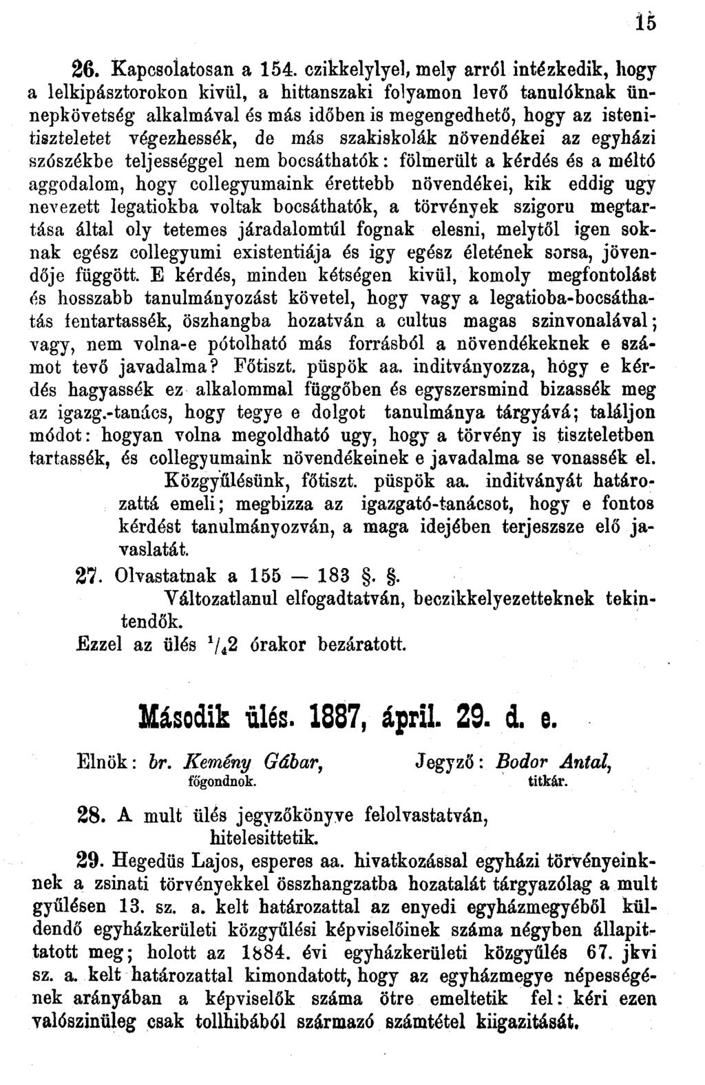 26. Kapcsolatosan a 154.