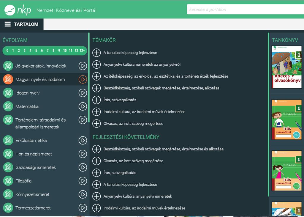 Az Újgenerációs taneszközök az NKP-n A tankönyvek és