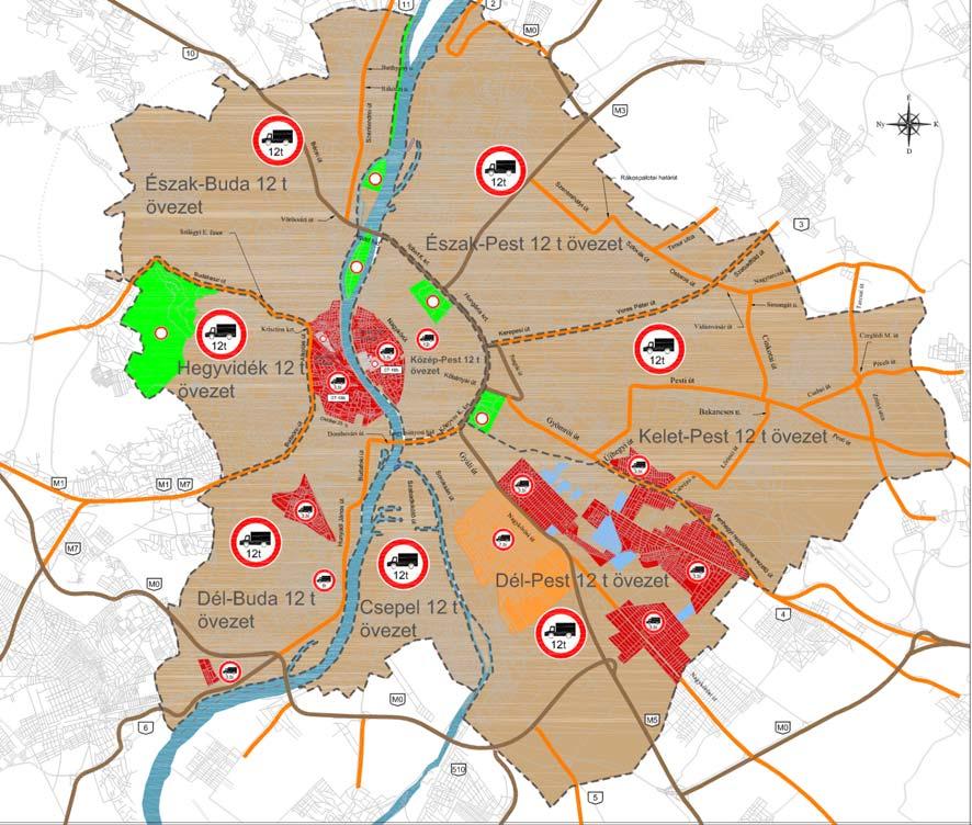 1. UNGARIA Vã informãm cã, administraþia localã din Budapesta a hotãrât introducerea de restricþii de circulaþie pentru transportul de mãrfuri cu autovehicule grele, în anumite zone din Budapesta,