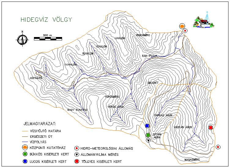 4. A vizsgálati terület bemutatása A kutatás helyszínei a Soprontól nyugatra fekvő Hidegvíz-völgyben kialakított intercepciós kertekhez kapcsolódnak (4./I. ábra). 4./I. ábra. Vizsgálati terület térképe.