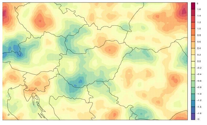 Parametrizált folyamatok tendenciájának sztochasztikus perturbációja ensemble rendszerekben pert. kf. 1. + modell pert. 1. valosag.