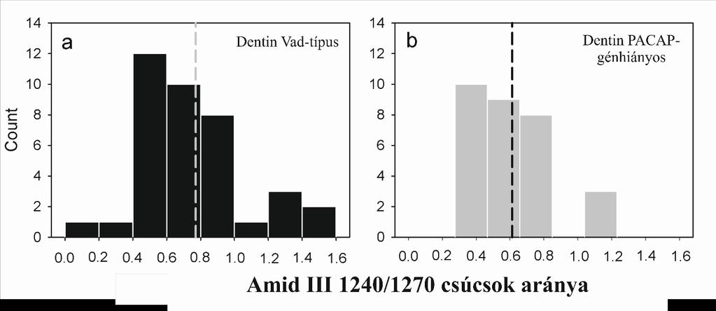 23. ábra: Amid III csúcsok alatti területek aránya (1240/1270) vad-típusú és