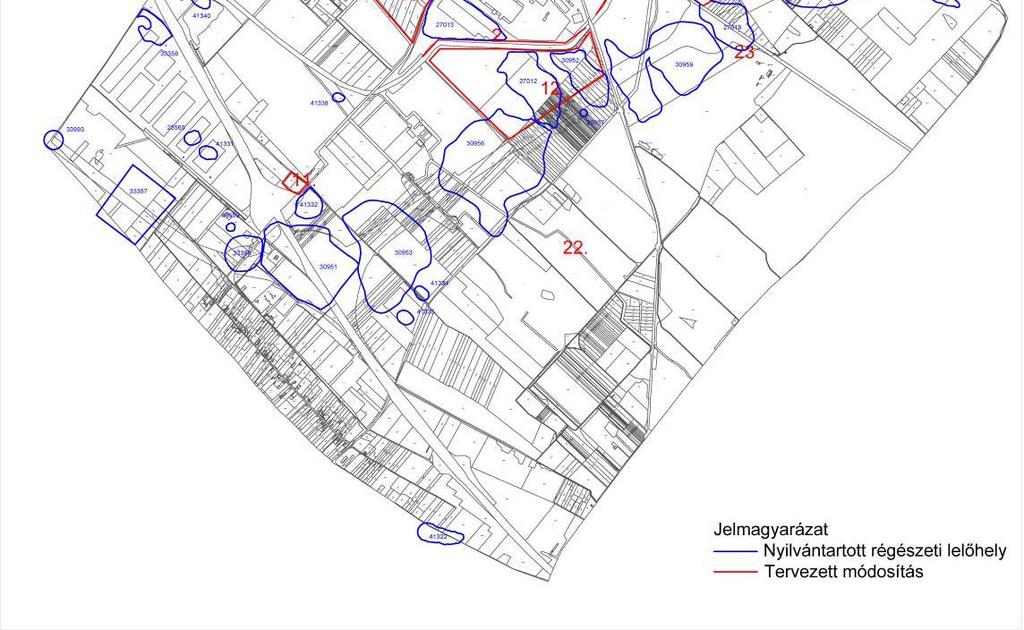 Összesen 59,59 ha Tervmódosítással érintett ek (1-4.) összesen: 122,41 ha A 13.