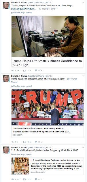 KIEMELKEDŐ BIZALOM TRUMP IRÁNT Az utóbbi időkben a közösségi média felületein Donald Trump sokszor került kapcsolatba a pénz- és tőkepiacokkal.