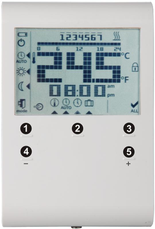 Műszaki tartalom A termosztát két részből áll: Egy műanyag termosztát házból, mely tartalmazza az LCD kijelzőt, az elektronikát, a kezelő elemeket valamint a hőmérsékletérzékelőt.