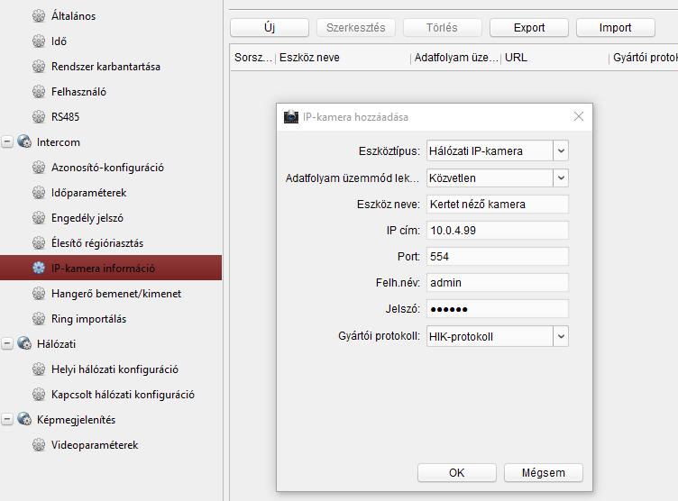 A beltéri egységek kezelő felületén is elérhető ez a funkció, de az ivms-4200-ból is könnyedén programozható.