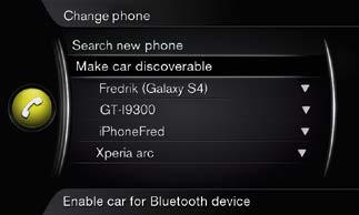 Hogyan csatlakoztathatok Bluetooth telefont*? A telefon forrás normál nézetében, nyomja meg az OK/MENU gombot. Válassza Autó észlelhetővé tétele, és erősítse meg az OK/MENU gombbal.