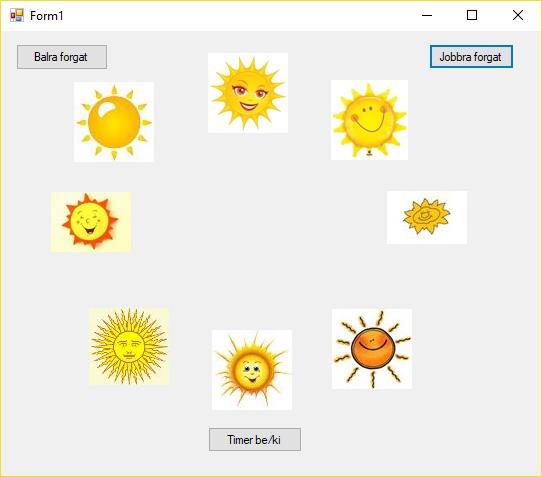 Gyakorló feladatok grafika 3 1. Készítsen Windows Forms alkalmazást, melyben két különböző színű golyó mozog elliptikus pályán, az egyik gyorsabban, a másik lassabban!