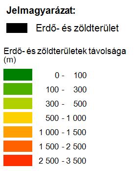 A 8. ábra alapján megállapítható, hogy Budapest közepesen teljesít a közhasználatú zöldfelületekkel való ellátottság tekintetében.