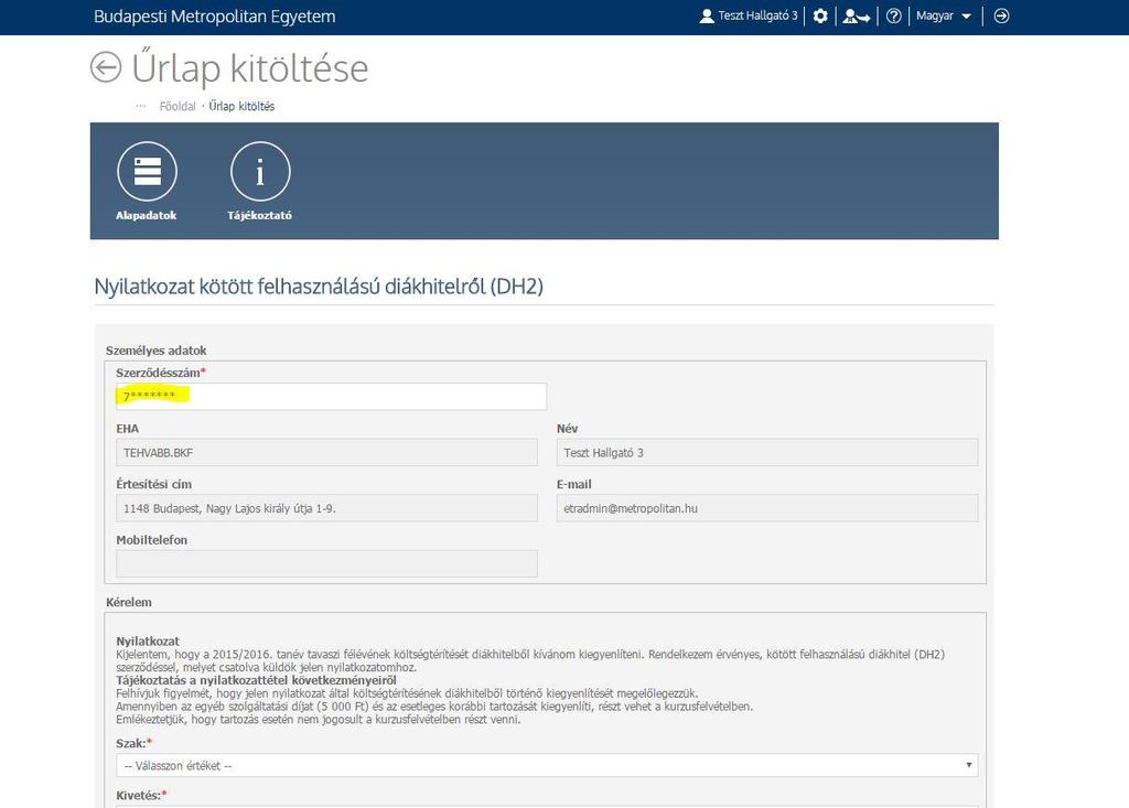 1. Töltse ki az nyilatkozat űrlapot a Modulo 2 