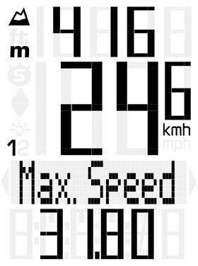 Maximális sebesség Az előző nullázás (reset) óta a kerékpárral megtett távolság alatt elért maximális sebesség 2 tizedes jegy pontossággal.