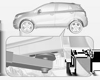 Autóápolás 195 Emelőlap emelési pozíciója Az emelőpad hátsó karja a küszöb bemélyedése alatt legyen. Emelőlap első kar pozíciója az alvázon.