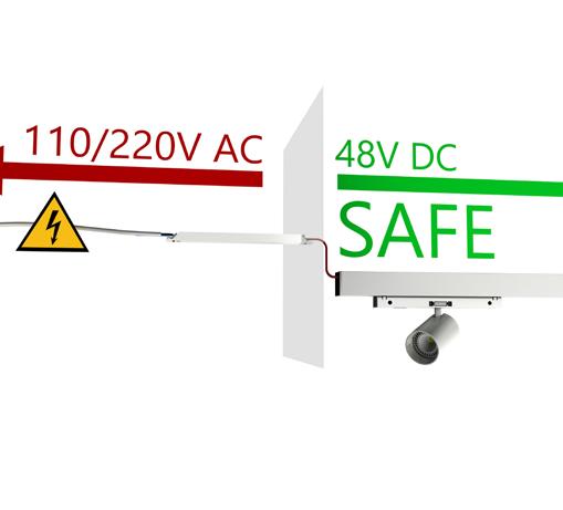 Biztonság 48V-os áramvezető sín elkülönített AC/DC résszel Könnyű csere még szakképzetlen felhasználók számára is Gyors
