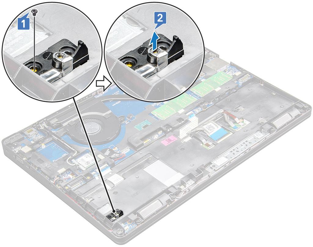 Az M.2 SSD meghajtó beszerelése MEGJEGYZÉS: Az SSD-kártya beszerelése előtt ellenőrizze, hogy az akkumulátor teljesen fel van-e töltve, és be van-e dugva a tápkábel.