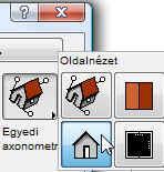 A Nézetek / 3D nézet beállítások menü Nézőpont beállítás ablakban válasszuk ki a Párhuzamos vetítések -et, ezen belül is az Oldalnézet-et.