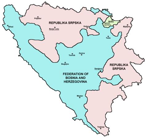 Problémák a DanubeClim projektben Bosznia-Hercegovina Két különálló entitás: Bosznia-hercegovinai Föderáció és Szerb
