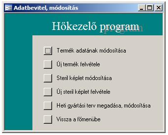 8. ábra: Adatbevitel, módosítás almenü.