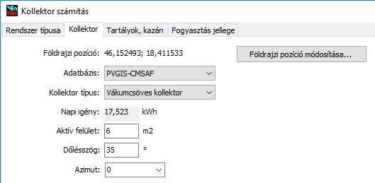 Napkollektoros rendszer számítása 7 A következőkben adjuk meg a rendszer további adatait a tartályok, kazán lapon.