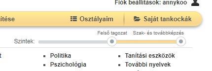 Fiókbeállítások A felhasználót jelképező ikonra kattintva jutunk a fiókadatainkhoz és