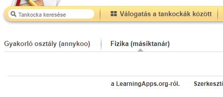 A képen a másiktanár néven beregisztrált tanár Fizika osztálymappája még nem tartalmaz tankockát.