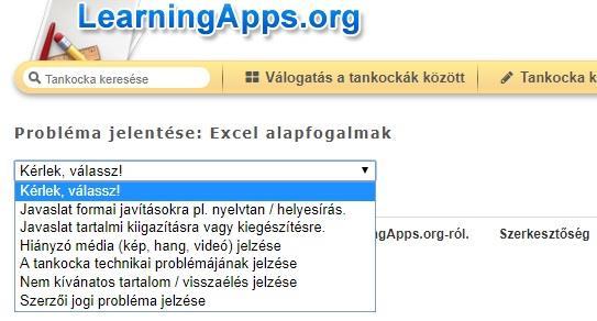 Ha hibát találtunk a tankockában, akkor azt anonim módon is jelezhetjük a probléma jelentése zászlóra kattintva.