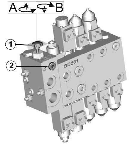 Üzembe helyezés 6.7 Hidraulikarendszer beállítása a rendszerátállító csavarral ZG-B Drive: A hidraulikatömb a gépen elől, jobb oldalon, a burkolatlemez mögött található.