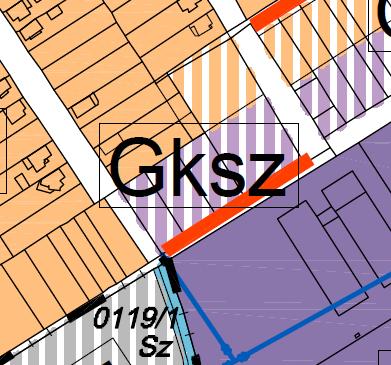 6 Kivágat a hatályos településszerkezeti tervből Kivágat a hatályos szabályozási tervből A hatályos terv a 364/21 és a 391/2 hrsz.-ú ingatlanokat kertvárosias lakóterület kategóriába, a 376-378 hrsz.