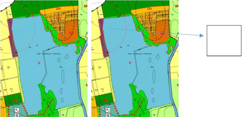 9. számú módosítás: Őze-tanya 0108/1-4 halgazdálkodás és feldolgozás, miatt K-mü terület kijelölése A szerkezeti terv változása (érvényes-módosítás) V K-mü Ge K-mü 12