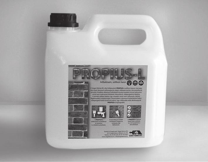Kiegészítő termékek PROPIUS-L kőbalzsam, szilikonlazúr A PROPIUS-L szilikon bázisú, transzparenslazúr-bevonat szilikongyanta alapú, oldószermentes, környezetbarát emulzió.