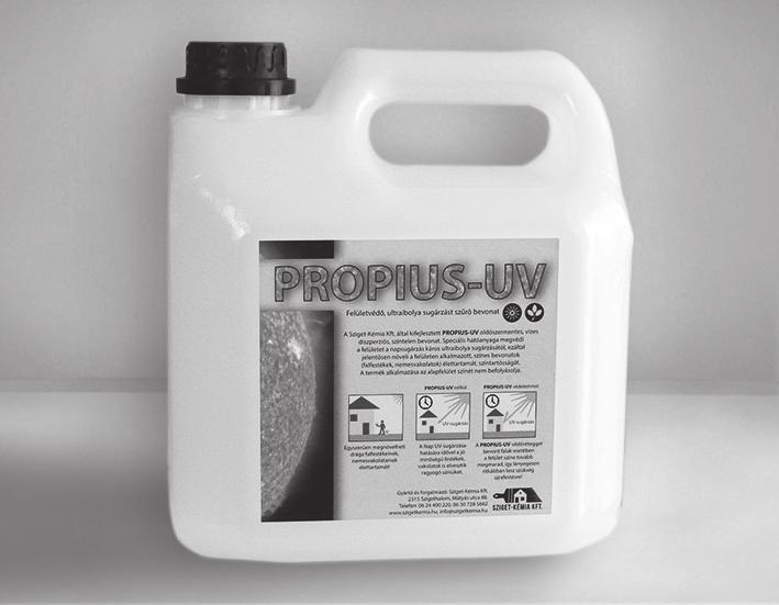 Kiegészítő termékek PROPIUS-UV felületvédő, ultraibolya sugárzást szűrő bevonat A PROPIUS-UV oldószermentes, vizes diszperziós, színtelen bevonat.