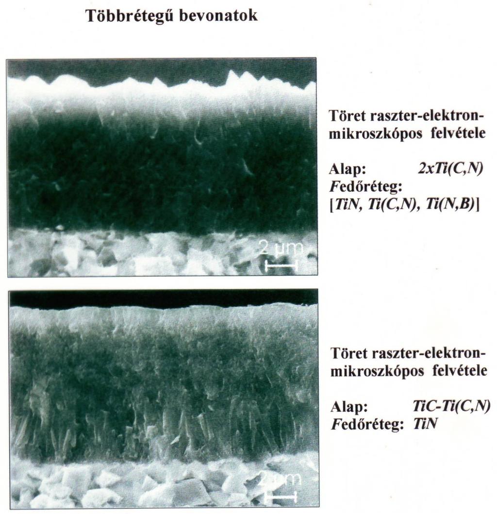 Többrétegű bevonatok elektronmikrosz kópi képei