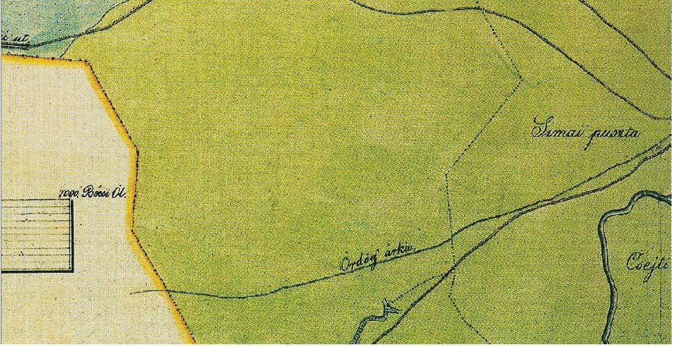 Harkányiné et al.: Régészeti térinformatikai alkalmazás (Csörsz-árok) 9. ábra Beszédes Jószef térképe 1838. M= 1:59 000 Figure 9: Map of József Beszédes 1838.