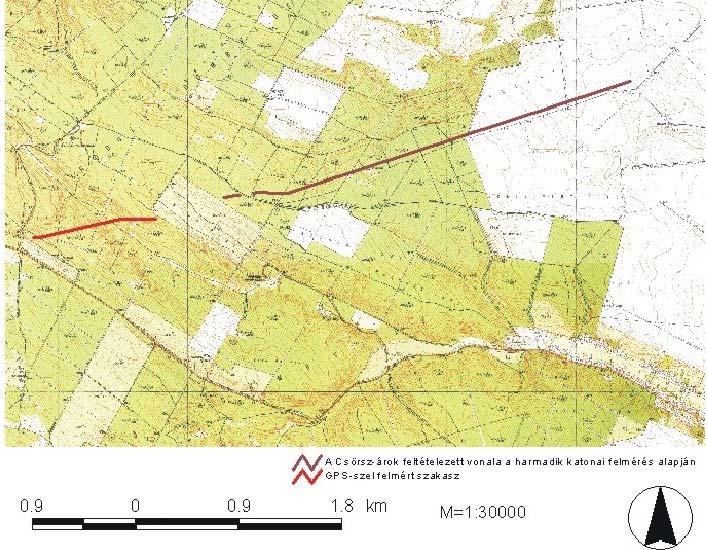 ábra A Csörsz-árok a harmadik katonai felmérésen M= 1:25 000 Figure