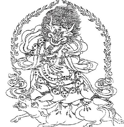 7.2. Az élők világa A tibeti Holtak Urát 421 az indiai alvilágistennel, Yāmá-val azonosítják.