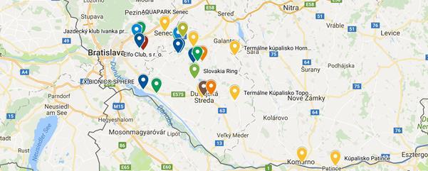 Obrázok 6 Športovo-rekreačné zariadenia a atraktivity Tabuľka 4 Poskytovatelia služieb a výstroja pre splav Malého Dunaja So sídlom v riešenom území Ostatné Splavuj.