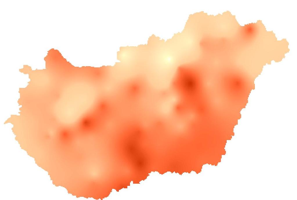 január-júliusi csapadékösszeg (mm) területi eloszlása 50 0 45 0 40 0 35 0 30 0 Síkvidéken a január-július időszakban lehullott csapadék mennyisége a Duna-Tisza köze déli részének kivételével