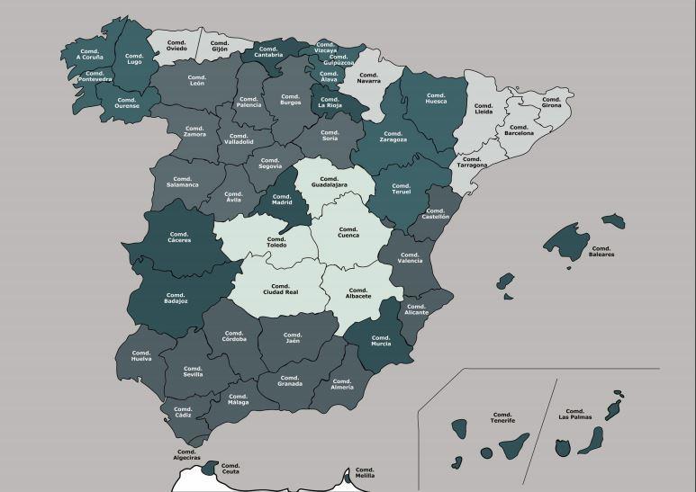 5. ábra: A Civil Gárda területi tagozódásának ábrázolása Forrás:http://www.guardiacivil.es/es/institucional/Conocenos/estructuraorganizacion/orgperifer ica/index.html utolsó letöltés: 2017.04.18. 3.