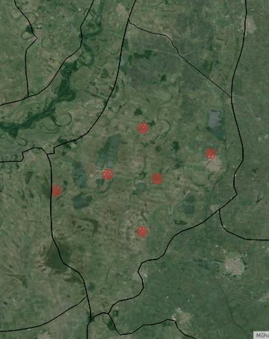 A Hortobágy kistáj területén lévő 6 rozetta és 42